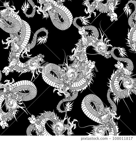 All-over dragon pattern perfect for textiles and backgrounds, All-over dragon pattern perfect for textiles and backgrounds, 108011817