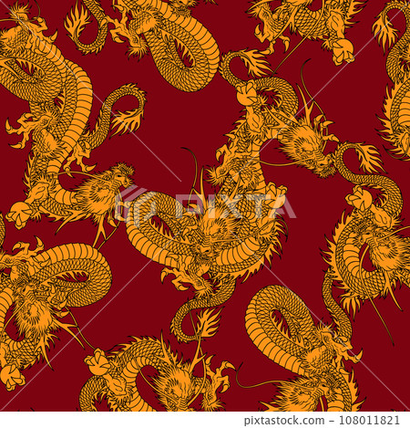 全身龍圖案完美適合紡織品和背景， 108011821