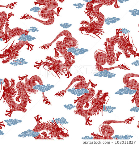 全身龍圖案完美適合紡織品和背景， 108011827
