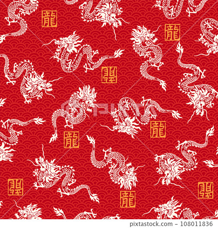 All-over dragon pattern perfect for textiles and backgrounds, All-over dragon pattern perfect for textiles and backgrounds, 108011836