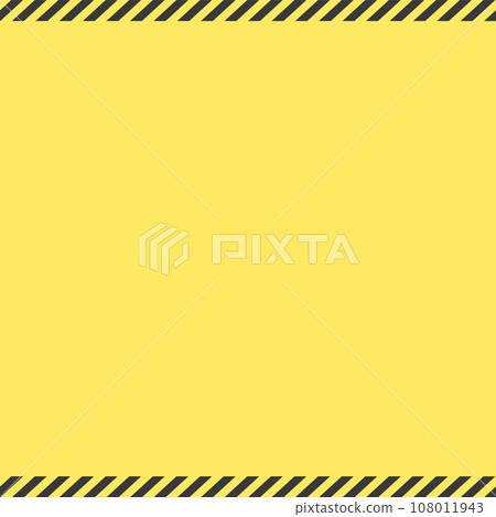 Simple frame with black diagonal lines on a yellow background - Image material for warning, danger, and disaster prevention - Square 108011943