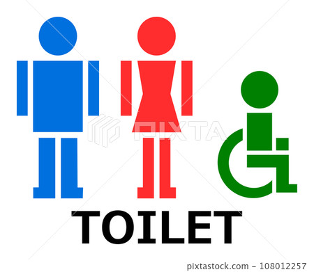 Signboard illustration displaying information about the men's restroom and women's makeup room Signboard illustration displaying information about the men's restroom and women's makeup room 108012257