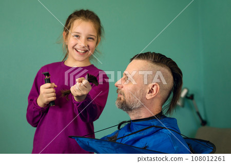 Daughter's Turn to Trim Dad 108012261