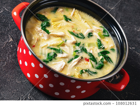 chicken spinach artichoke creamy soup in a pot chicken spinach artichoke creamy soup in a pot 108012631