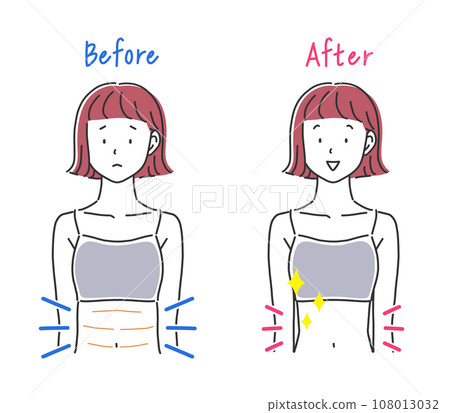 Illustration material of a woman suffering from hunched back lines 108013032