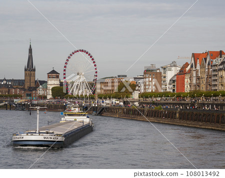 the city of Dusseldorf at the rhine river the city of Dusseldorf at the rhine river 108013492