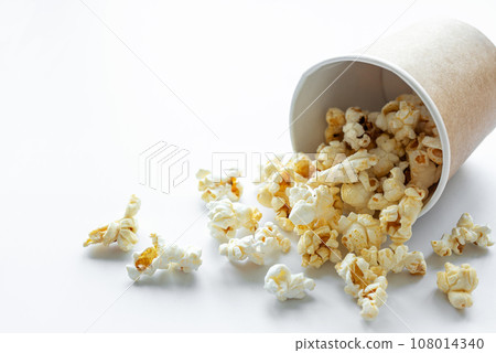 Popcorn bucket on white background Popcorn bucket on white background 108014340