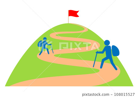 登山。一個人在爬山路。代表目標實現的業務圖示。 108015527
