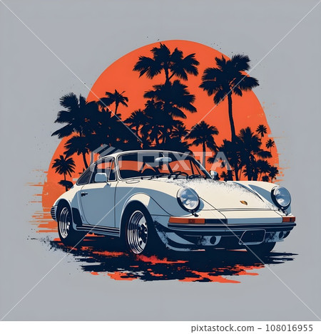 Vintage car on the beach 108016955