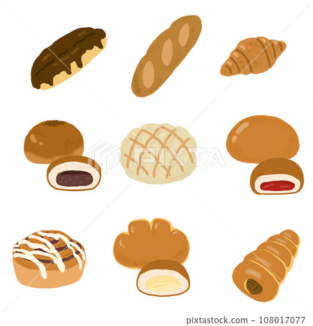 Illustration of various breads Illustration of various breads 108017077