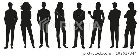 Corporate Silhouettes: Diverse Business Poses 108017344