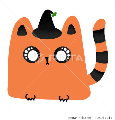 Halloween Cat With Wearing Witch Hat Cartoon illustration For Halloween Festival Decoration Halloween Cat With Wearing Witch Hat Cartoon illustration For Halloween Festival Decoration 108017715