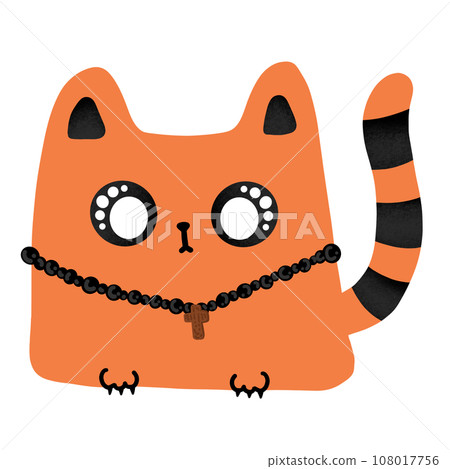 Halloween Cat With Wearing Cross And Rosary Cartoon illustration For Halloween Festival Decoration 108017756