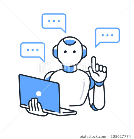 Simple vector illustration material of a humanoid AI robot that supports work 108017774