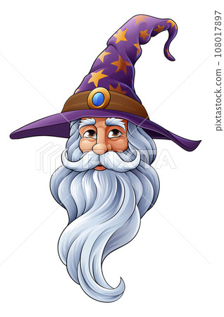 Wizard Merlin Cartoon Beard Magician Man Character Wizard Merlin Cartoon Beard Magician Man Character 108017897