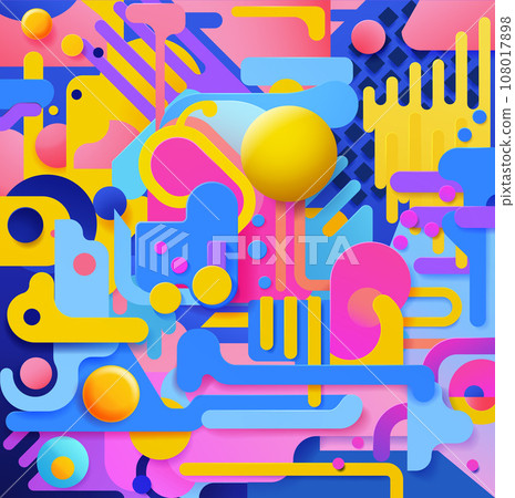 Bright Colorful Abstract Shapes Background Pattern 108017898