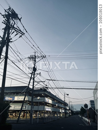 Electric wire and sunset sky 108018013