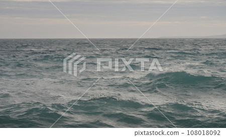 stormy mediterranean sea with cloudy weather and soft light 108018092