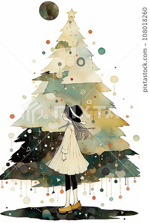 Abstract girl watercolor style 108018260