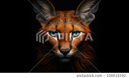 Detail of caracal head with attentive look 108018392