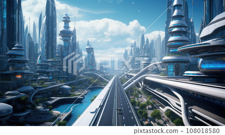 Concept future city skyline. Futuristic business vision concept 108018580