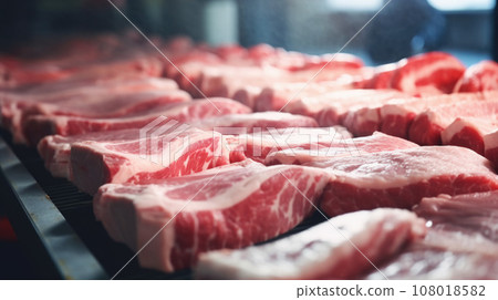 Sliced raw pork meat 108018582