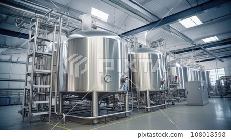 Modern wine factory with large shine tanks for the fermentation Modern wine factory with large shine tanks for the fermentation 108018598