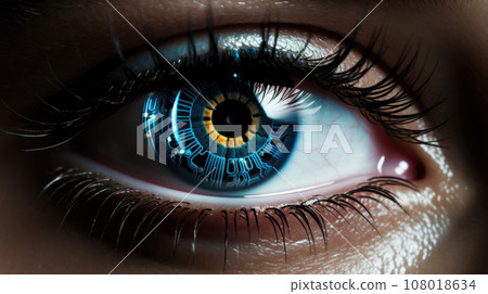 Close-up of woman's eye. New technologies and futuristic concept 108018634