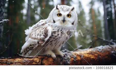 The snowy owl Bubo scandiacus, also known as the polar, the white and the Arctic owl, is a large, white owl of the true owl family 108018825