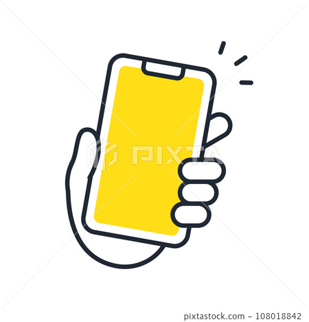 Simple vector icon illustration material of hand holding smartphone 108018842
