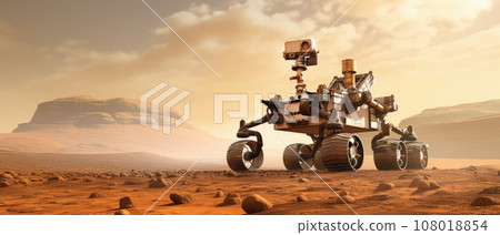 Rover on Mars surface. Exploration of red...-插圖素材 [108018854] - PIXTA圖庫