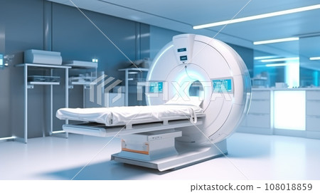 MRI - Magnetic resonance imaging scan device in Hospital. Medical Equipment and Health Care 108018859