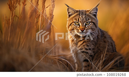 A pampas cat on a branch tree in Peru 108019268