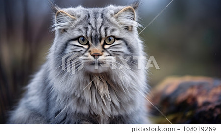 Manul or Pallas's cat, Otocolobus manul, cute wild cat from Asia 108019269
