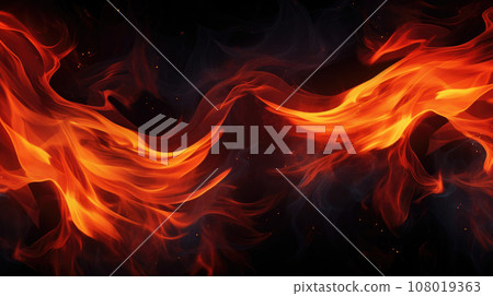 Fire flames on black background 108019363