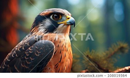 Closeup of the face of a Peregrine Falcon. Falco peregrinus 108019364