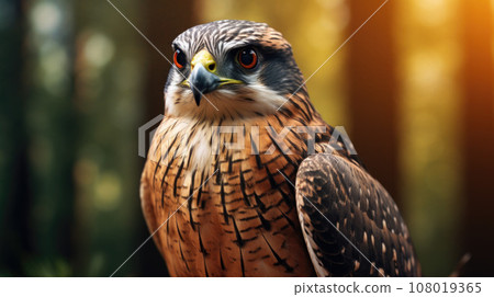 Closeup of the face of a Peregrine Falcon. Falco peregrinus 108019365