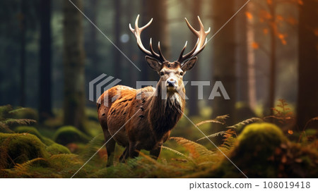 Adult male of Eld's deer, Panolia eldii, living in natural habitat, a species reintroduction 108019418
