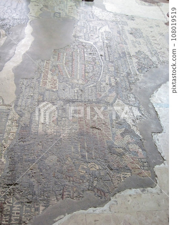 The floor of St. George's Church is a mosaic map in Jordan 108019519