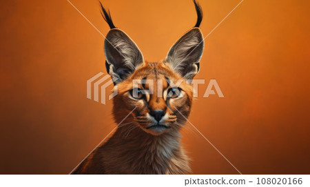 Detail of caracal head with attentive look 108020166