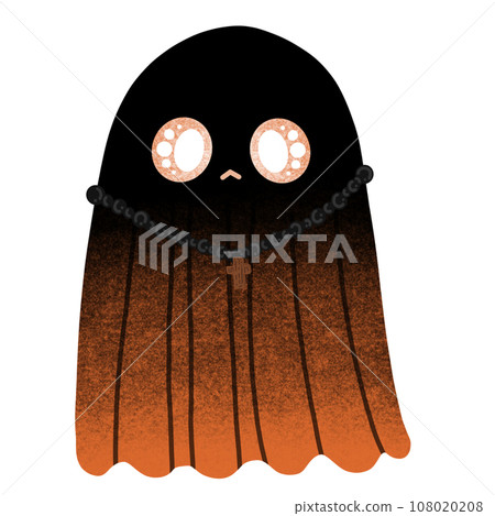Cute Ghost With Wearing Cross And Rosary Cartoon illustration For Halloween Festival Decoration 108020208