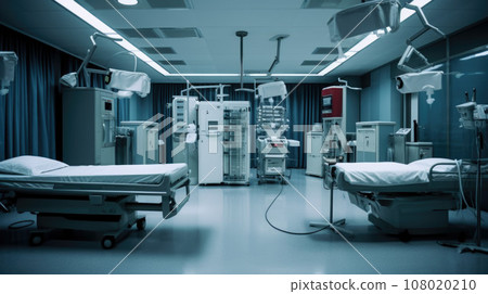 Empty operating room in a hospital Interior of an operating room in clinic with modern medical equipment 108020210