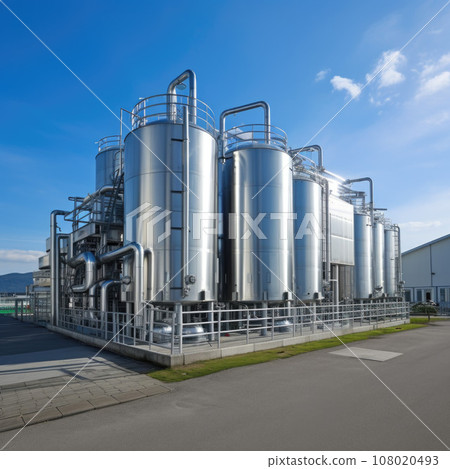 Modern wine factory with large shine tanks for the fermentation 108020493