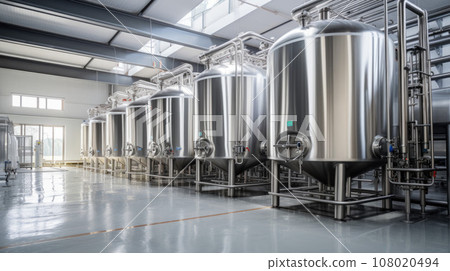 Modern wine factory with large shine tanks for the fermentation 108020494