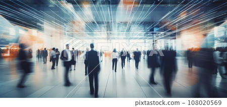business people walking through office blurred 108020569