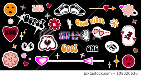 Y2K style sticker set. Groovy Y2K style sticker set. Groovy 108020630