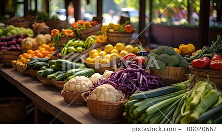 Fresh and organic vegetables at farmers market - Stock Illustration ...