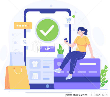 Online shopping concept. Flat illustration of online shopping concept for web design. Online shopping on website or mobile app. Vector illustration. 108021606