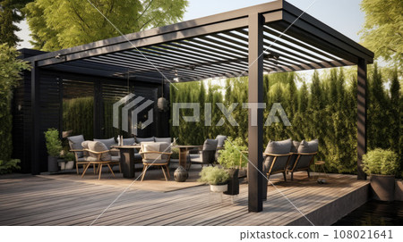 Trendy outdoor patio pergola shade structure, awning and patio roof Trendy outdoor patio pergola shade structure, awning and patio roof 108021641