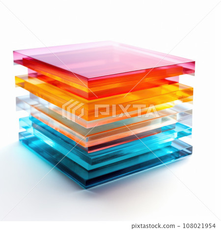 light through Stack of different colors Cast Acrylic Sheet 108021954